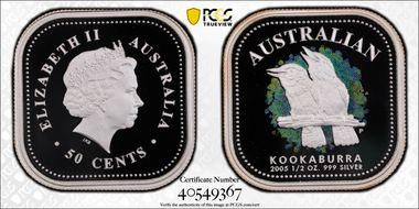 2005-P 50C Kookaburra 1/2oz Ag Colorized PR70DCAM