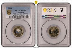 2020 $2 75th Ann End of WWII Colorized MS65