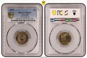 2013 $2 Coronation Colorized MS65