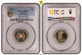 2018-C $2 Lest We Forget Eternal Flame Colorized MS68