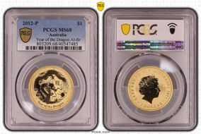 2012-P $1 Year of the Dragon Al-Br MS68