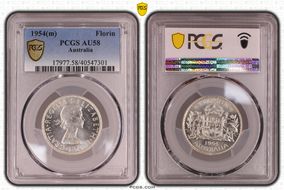 1954(m) Florin KM-54  Ag AU58