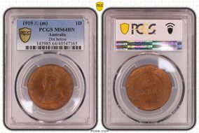 1919 //. (m) 1D Dot below MS64BN