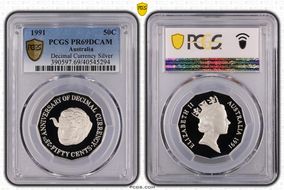 1991 50C Decimal Currency Ag PR69DCAM