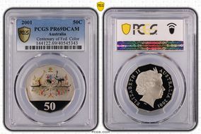2001 50C Centenary of Federation Colorized PR69DCAM