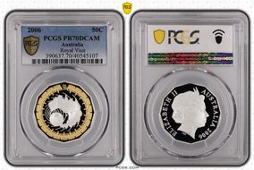 2006 50C Royal Visit Ag Partial Gilt PR70DCAM