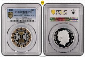 2010 50C Melbourne Cup 1861-2010 Trophy Silver PR69DCAM