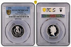 1990 $1 Year of Peace Ag PR70DCAM