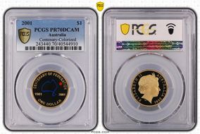 2001 $1 Centenary-Colorized PR70DCAM