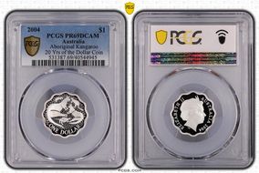 2004 $1 Aboriginal Kangaroo Ag 20 Yrs of the Dollar Coin PR69DCAM