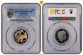 2014 $1 Mob of Roos CuNi Partial Gilt PR70DCAM