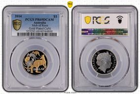 2014 $1 Mob of Roos CuNi Partial Gilt PR69DCAM