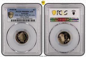 2018-M $2 30th Anniv of The $2 coin Privy Mark PR68DCAM