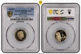 2018-S $2 30th Anniv of The $2 coin Privy Mark PR69DCAM