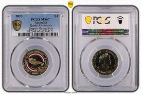 2020 $1 Qantas Centenary Empire Flying Boat MS67