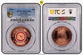 2020 $1 Qantas Centenary 1920-2020 MS67RD
