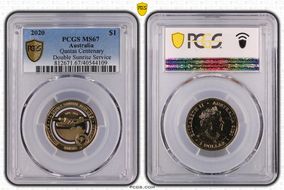 2020 $1 Qantas Centenary Double Sunrise Service MS67