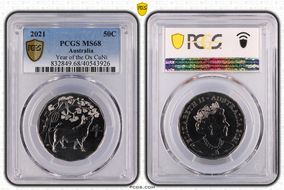 2021 50C Year of the Ox CuNi MS68