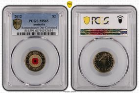 2012 $2 Remembrance Day Colorized MS65