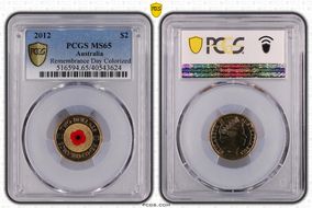2012 $2 Remembrance Day Colorized MS65