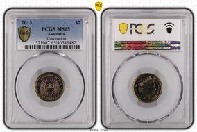 2013 $2 Coronation Colorized MS65