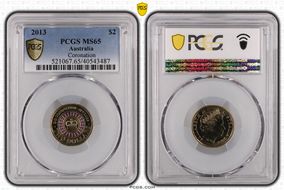 2013 $2 Coronation Colorized MS65
