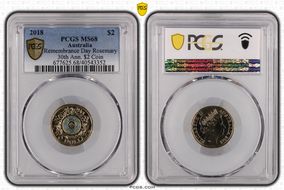 2018 $2 Remembrance Day Rosemary 30th Ann. $2 Coin Colorized MS68