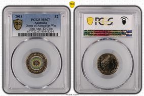 2018 $2 Dome of Australian War 30th Ann. $2 Coin Colorized MS67