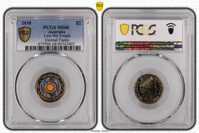 2018 $2 Lest We Forget Eternal Flame Colorized MS68