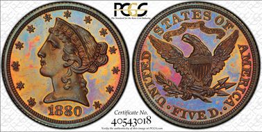 1880 $5 J-1663 PR66RB
