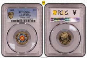 2018 $2 Lest We Forget Eternal Flame Colorized MS63