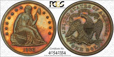 1866 $1 J-541 PR65+ BN