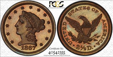 1867 $2.50 J-595 PR66BN