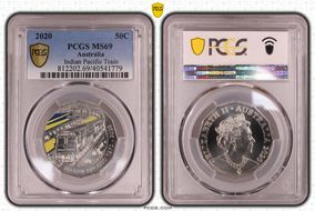 2020 50C Indian Pacific Train Colorized MS69