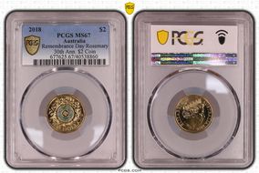 2018 $2 Remembrance Day Rosemary 30th Ann. $2 Coin Colorized MS67