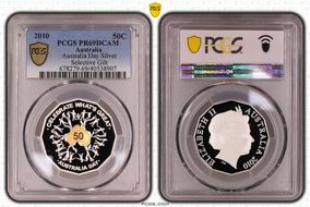 2010 50C Australia Day Ag Selective Gilt PR69DCAM