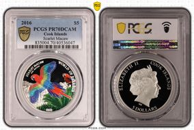 2016 $5 Scarlet Macaw PR70DCAM
