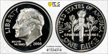2000-S 10C Silver PR69DCAM