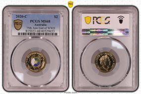 2020-C $2 75th Ann End of WWII Colorized MS68