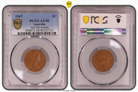 1967 2C w/o SD initials AU58BN