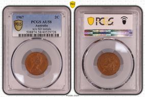 1967 2C w/o SD initials AU58BN