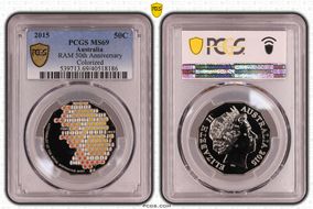 2015 50C RAM 50th Anniversary Colorized MS69