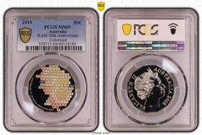 2015 50C RAM 50th Anniversary Colorized MS69