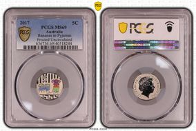 2017 5C Bananas in Pyjamas Colorized Frosted Uncirculated MS69