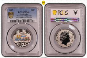 2017 20C Bananas in Pyjamas Colorized Frosted Uncirculated MS68