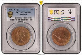 1957 Y. (p) 1D MS64RB