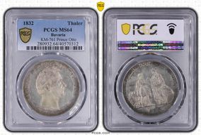 1832 Thaler KM-761 Prince Otto MS64