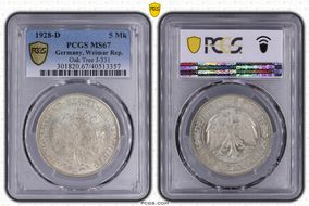 1928-D 5 Mk Oak Tree J-331 MS67