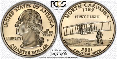 2001-S 25C North Carolina PR70DCAM