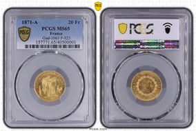 1871-A 20 Fr Gad-1063 F-523 MS65